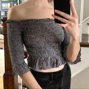 American eagle off the shoulder cropped shirt